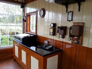 Interior decoration of a North Norfolk Railway heritage signal box painted in original Dulux colours
