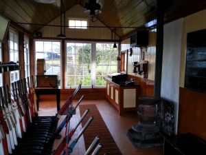 Interior decoration of a North Norfolk Railway heritage signal box painted in original Dulux colours